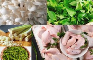 nguyên liệu lẩu gà lá é